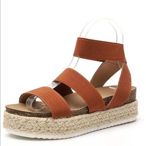 Brown Eapadrille platform sandals